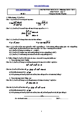 Đề thi thử học kỳ II môn Toán Lớp 11 - Năm học 2010-2011 - Đề số 1 (Có đáp án)